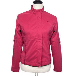 Nike Womens Small (4-6) Hot Pink Stand Collar Concealed Zip Jacket Athleisure